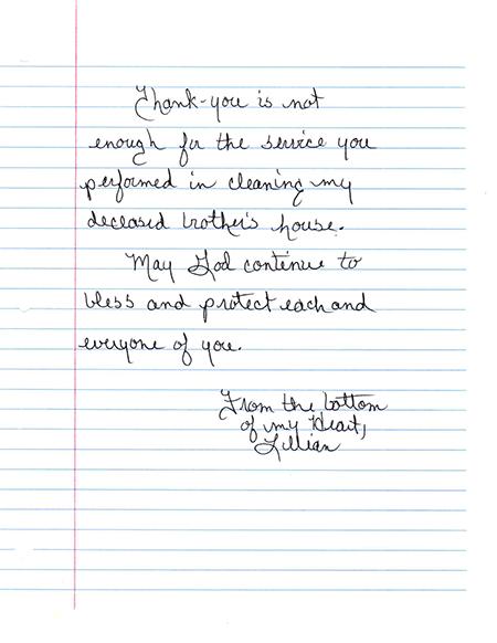 Thank You Letter From Lillian