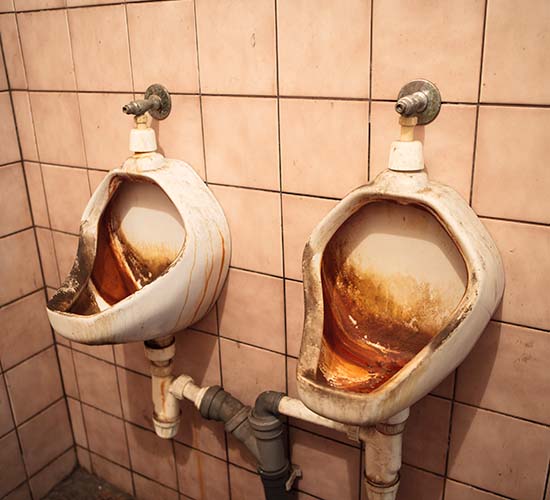 dirty urinals  - sewage backup
